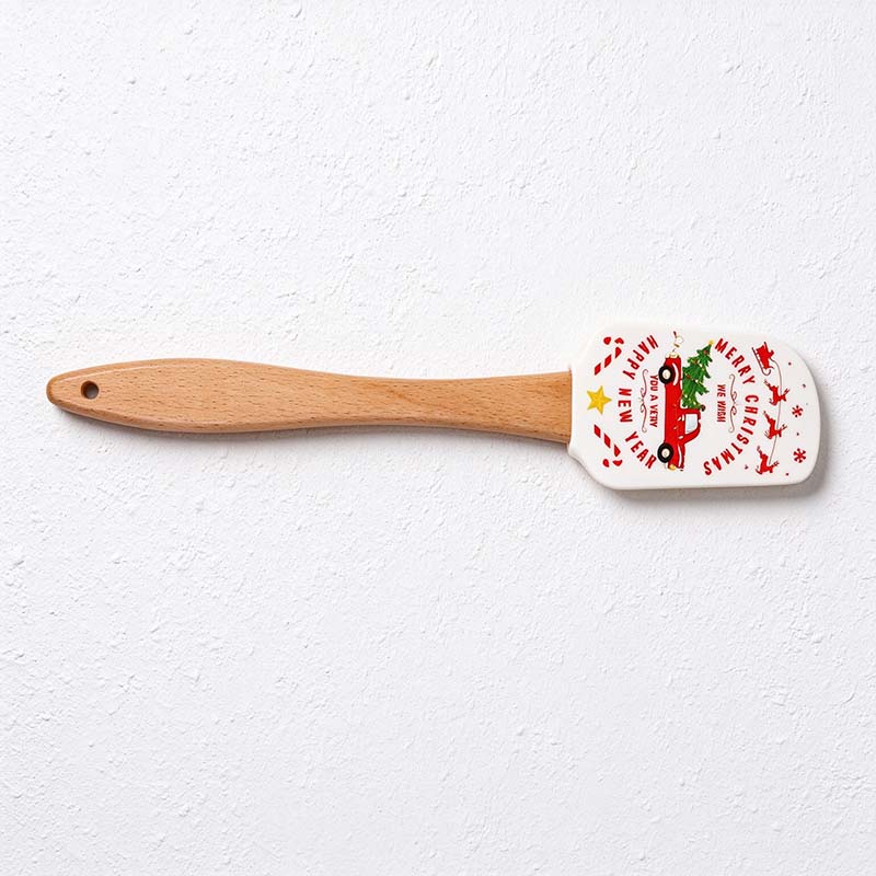 CouldNook Christmas Silicone Spatula - Printed Head and Beech Handle