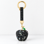 CouldNook Apple Keychain - Dimensional Rhinestone Fruit and Small Leaf Detail