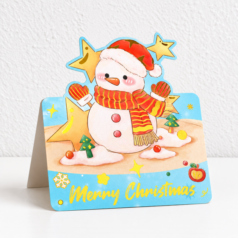 Christmas Card - Shaped Motifs and Gold Greeting