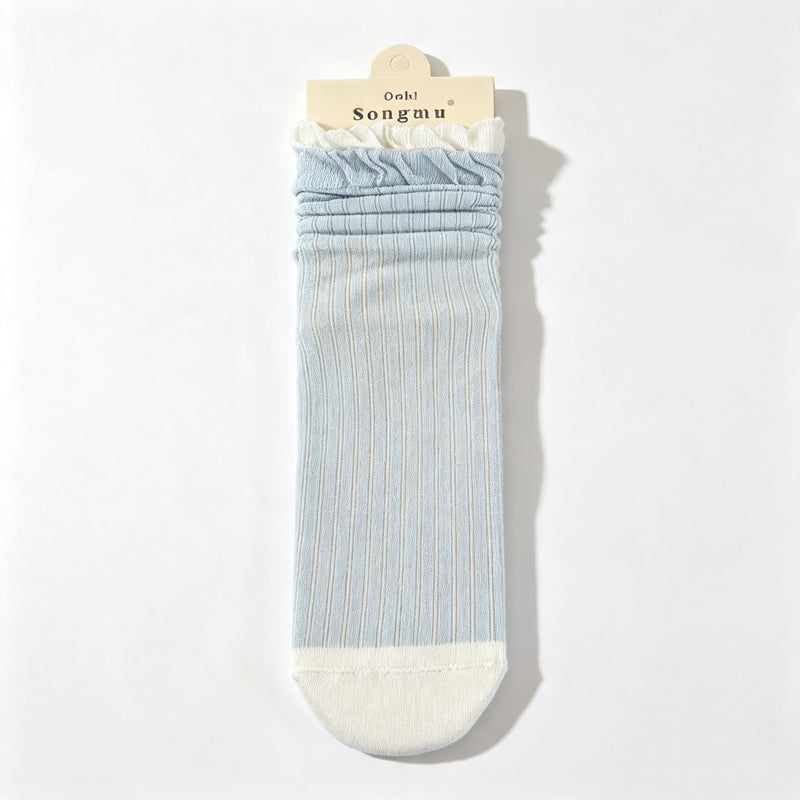 CloudNook Cotton Blend Seamless Breathable Floral Mid-Calf Crew Socks