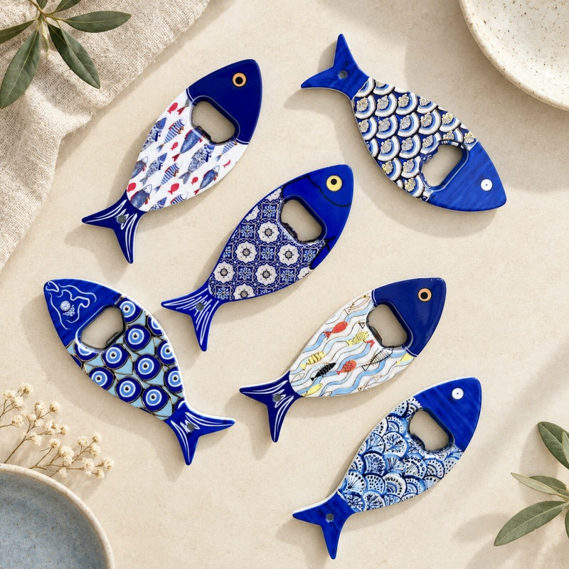 CouldNook Fish Bottle Opener Magnet - Patterned Metal Detail
