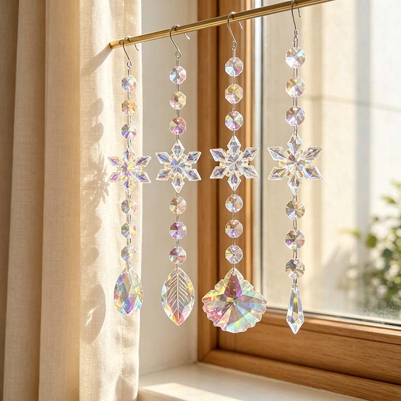 CouldNook Snowflake Suncatcher - Beaded Strand And Shaped Pendant Options