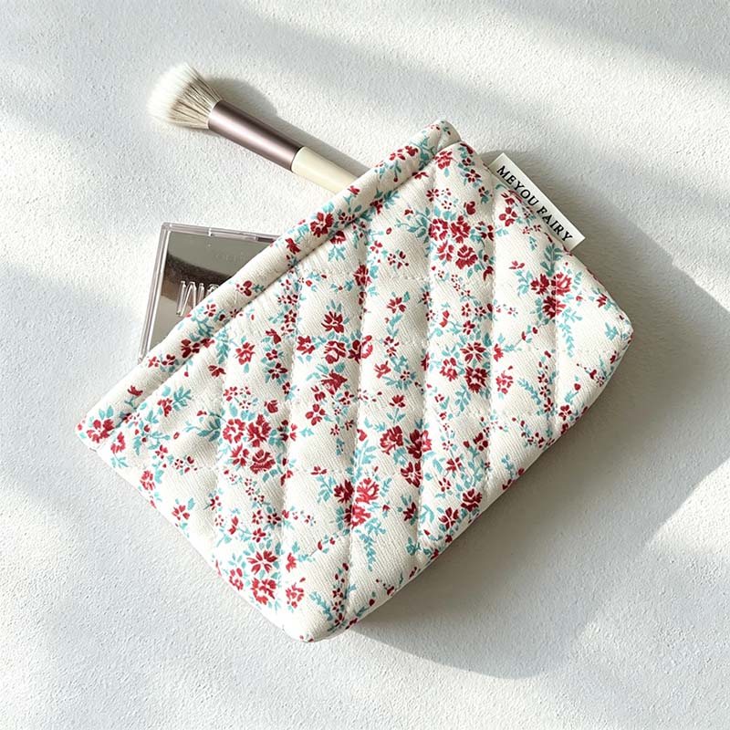 CouldNook Floral Quilted Cosmetic Bag - Padded Zip Pouch Styles