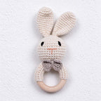 CouldNook Crochet Animal Rattle - Wooden Ring and Textured Figure