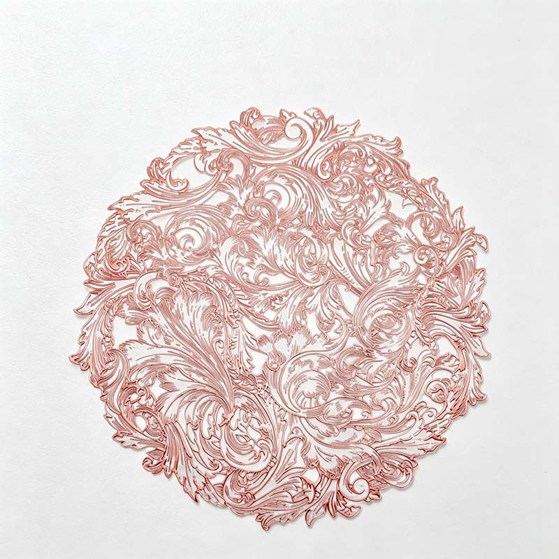 CouldNook Round PVC Placemat - Metallic Scrollwork Color Designs