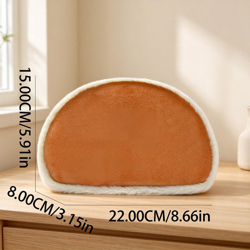 Plush-Trim Semicircle Cosmetic Bag