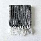 CouldNook Fringed Cotton Tea Towel - Herringbone Weave and Colors