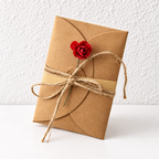 Flower Greeting Card - Kraft Folded Cover and Twine Bow