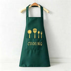 Cooking Utensil Print Waterproof Backband Apron - PVC Kitchen Apron