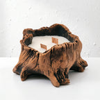 CouldNook Rustic Tree Stump Scented Candle - Crackling Wooden Wick Decor