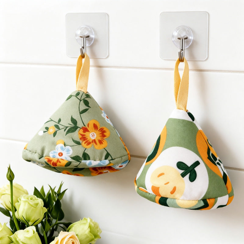 CouldNook Floral Cotton Triangle Pot Lid Cover & Mini Oven Mitt - Anti-Scald Holder