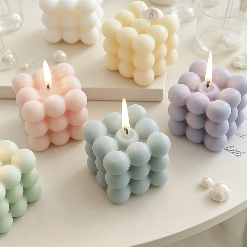 CouldNook Large Bubble Cube Scented Candle - Pastel Morandi Aesthetic Decor