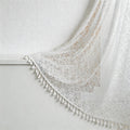 Bohemian Crochet Lace Sheer Curtains - Tassel Trimmed Drape