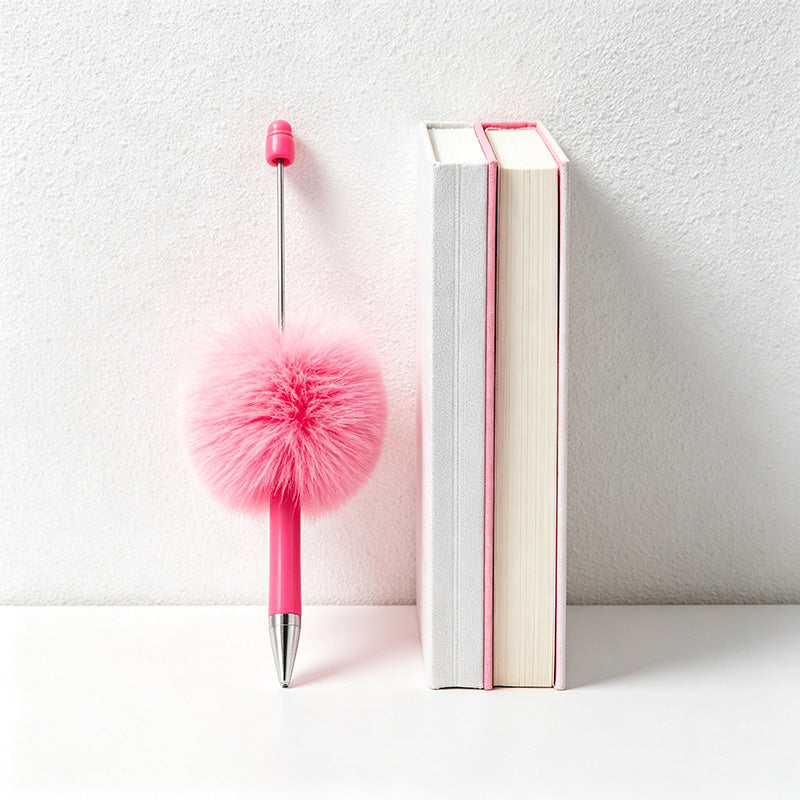 CouldNook Pen-Cute Pom Pom Beaded Ballpoint Pen DIY Creative Plush Ballpoint Pen for Gift & Office