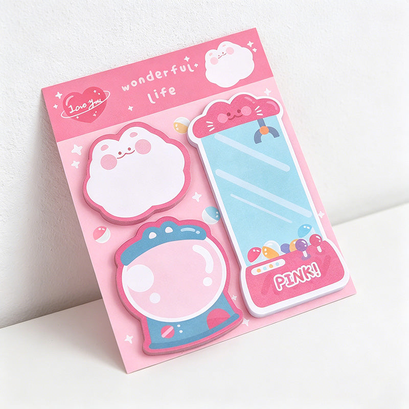 CouldNook Kawaii Animal Sticky Note Set - Cute 3-in-1 Journaling Memo Pad