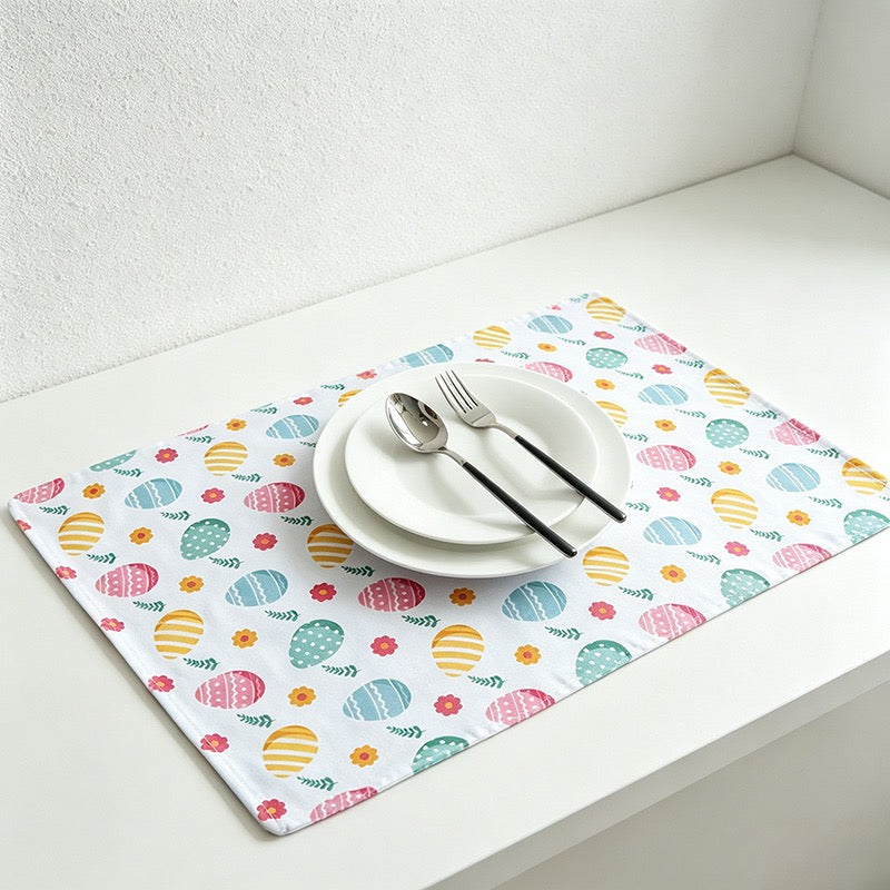 CouldNook Printed Cotton Tea Towel - Festive Easter Egg Dining Napkin