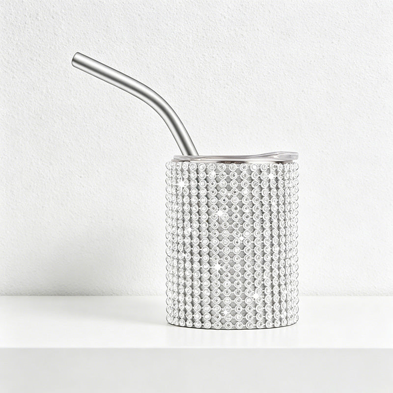 CouldNook Tumbler-3oz Rhinestone Straight Insulated Tumbler with Straw Mini Shot Glass Portable Car Cup