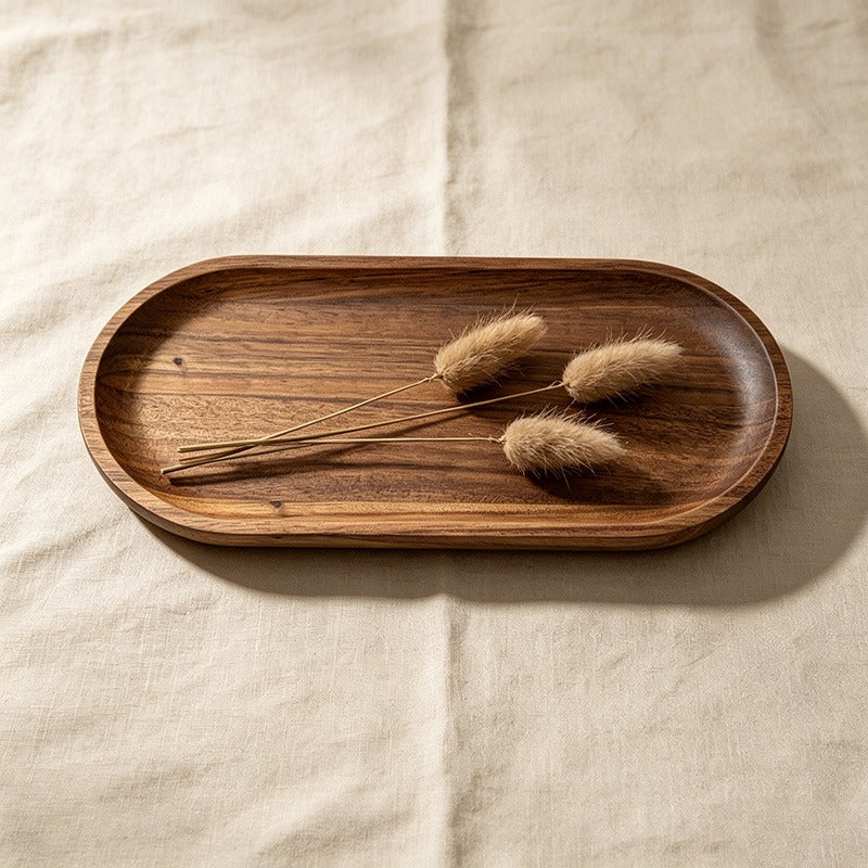 Acacia Wood Oval Serving Plates - 3 Sizes for Food, Tea & Tabletop Use