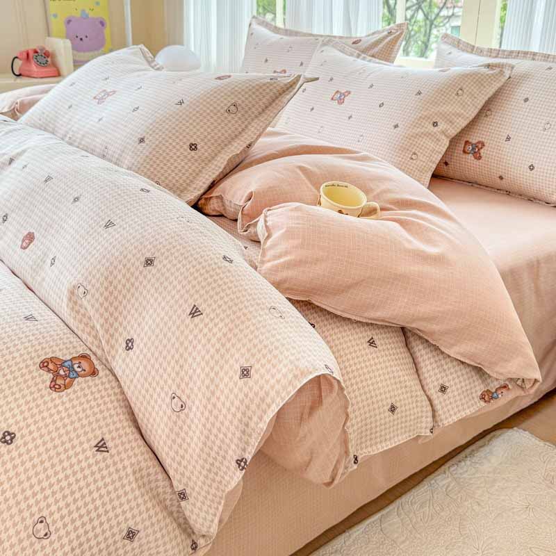 Ultra Soft Cartoon Panda & Bear Print Duvet Cover Set (Skin-Friendly & Breathable)