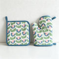 CouldNook Cotton Oven Mitt & Pot Holder - Retro Abstract Floral Decor