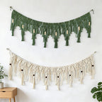 Bohemian Macrame Wall Decor- Hand-Woven Cotton Banner