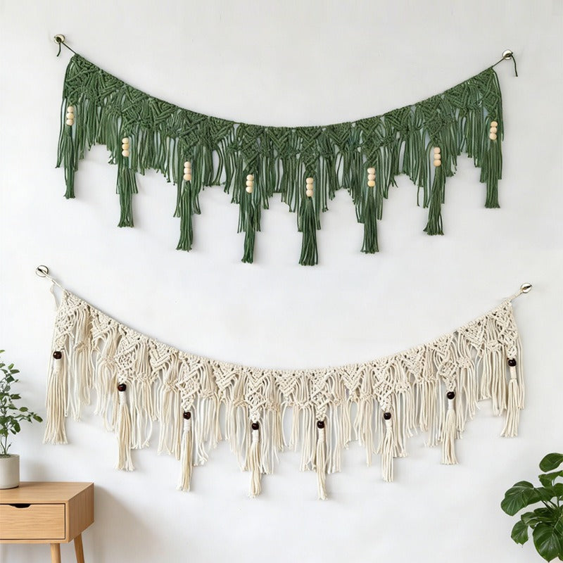 Bohemian Macrame Wall Decor- Hand-Woven Cotton Banner