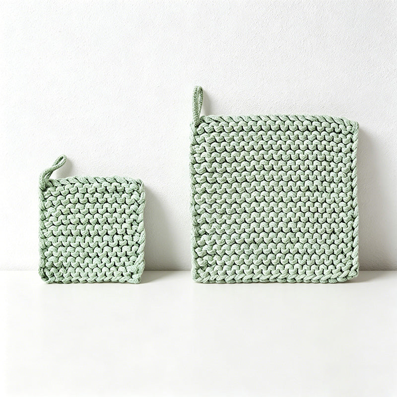 CouldNook Chunky Knit Cotton Trivet - Hand-Woven Square Heat Pad
