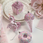 Pink Glitter Christmas House Wall Decor - 3D Hanging Christmas Decoration