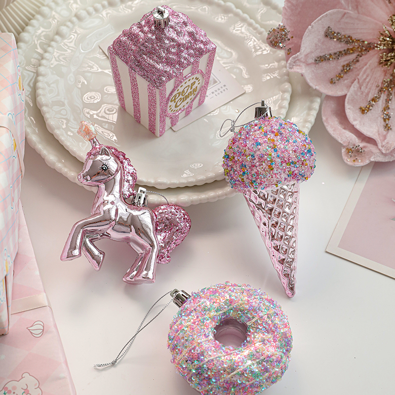 Pink Glitter Christmas House Wall Decor - 3D Hanging Christmas Decoration