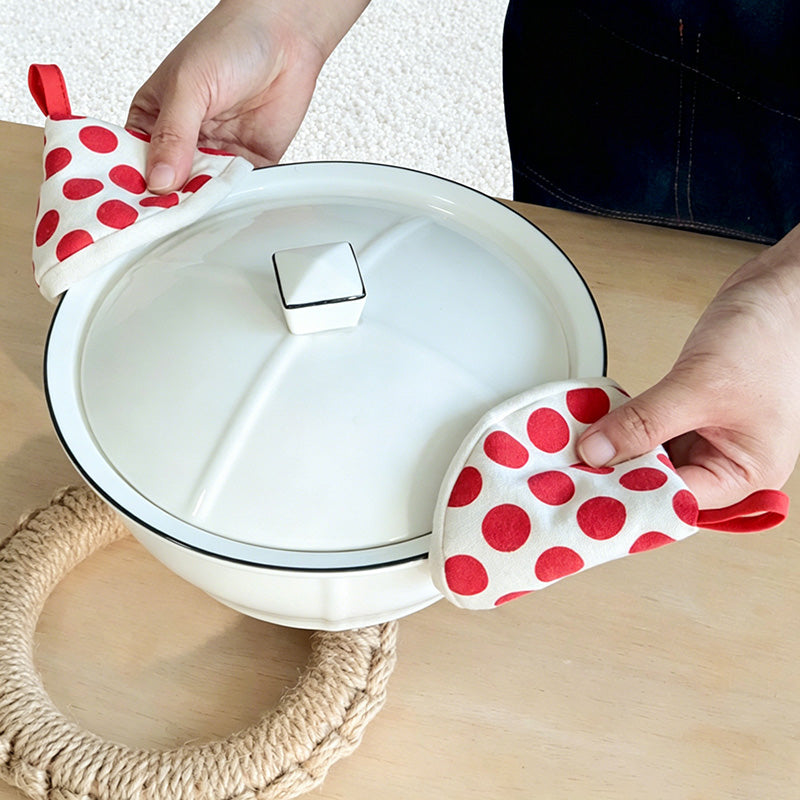 CouldNook Triangle Cotton Pot Holder - Cute Polka Dot Mini Mitt