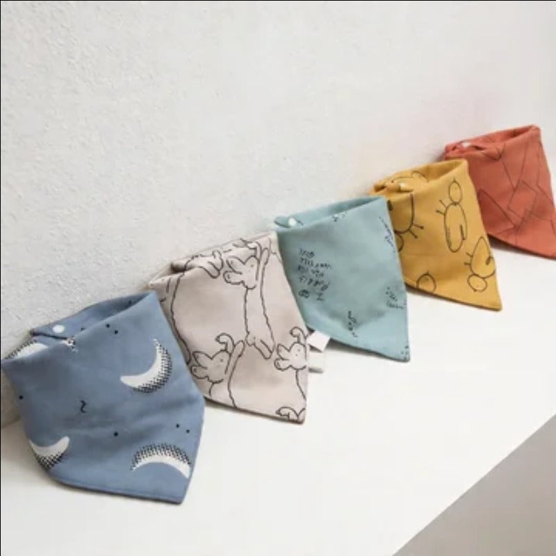 CouldNook Premium Cotton Baby Bandana Bibs - Moon & Chick Soft Series (5-Pack)