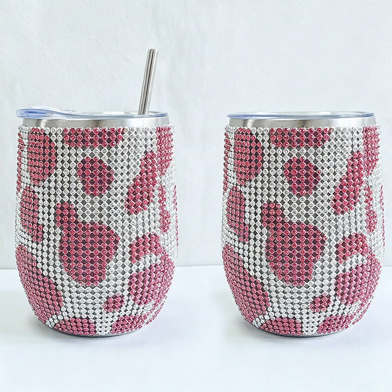 CouldNook 12oz Bling Rhinestone Stemless Wine Tumbler - Clear Lid & Straw (Solid Color Series)