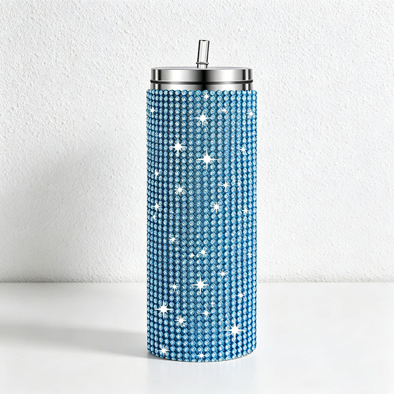 CouldNook 20oz Rhinestone Tumbler-Stainless Steel Vacuum Insulated Straight Body Tumbler with Straw