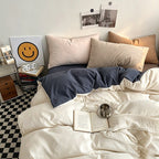 CouldNook Reversible Solid Duvet Cover - Ultra-Soft Washed Cotton Feel (Dark Colors)