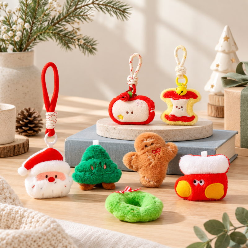 CouldNook Christmas Plush Charm - Festive Characters and Wrapped Cord Loops