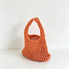 CloudNook Cotton Rope Woven Handbag‑Mesh Tote Bag
