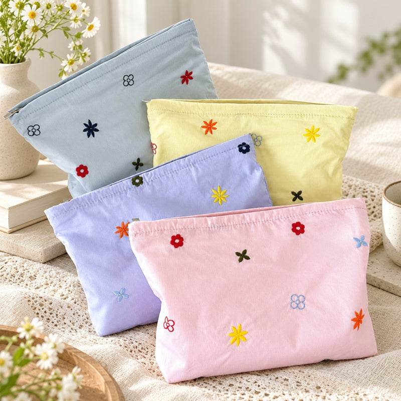 CouldNook Embroidered Flower Makeup Pouch - Pastel Panels