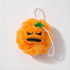 CouldNook Pumpkin Bath Pouf - Jack-O-Lantern Face And Hanging Cord