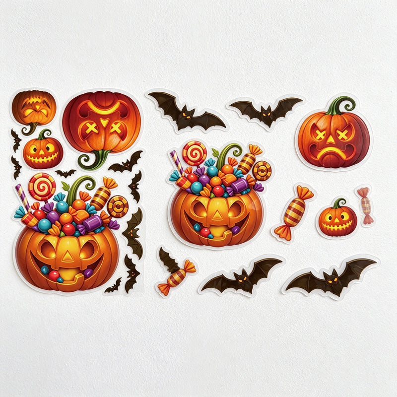 CouldNook Halloween Pumpkin Static Window Clings‑Jack‑O‑Lantern Candy Party Decor
