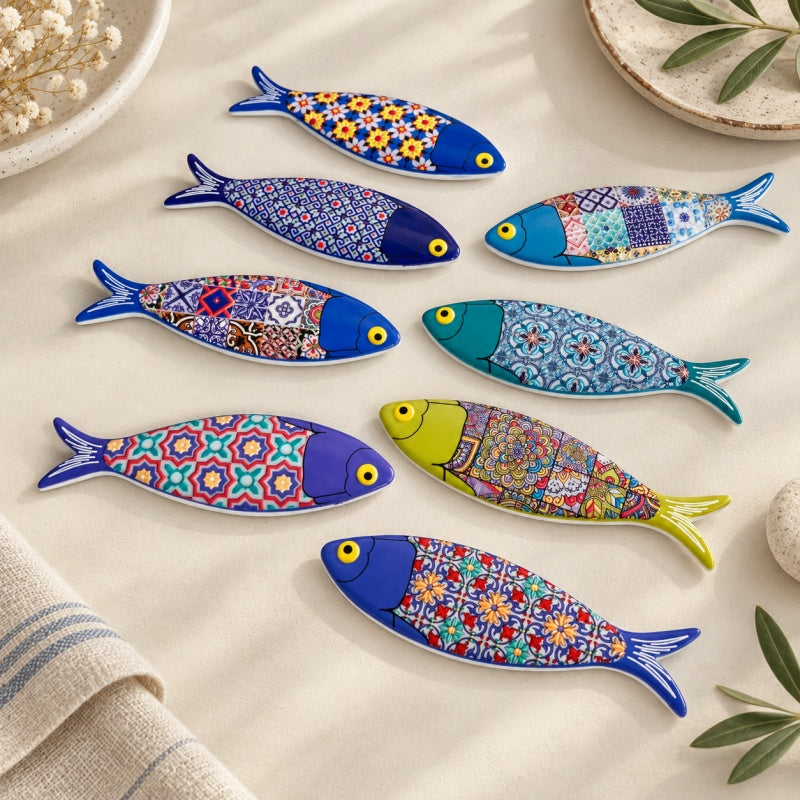 CouldNook Patterned Fish Magnet - Colorful Mosaic Designs Accent