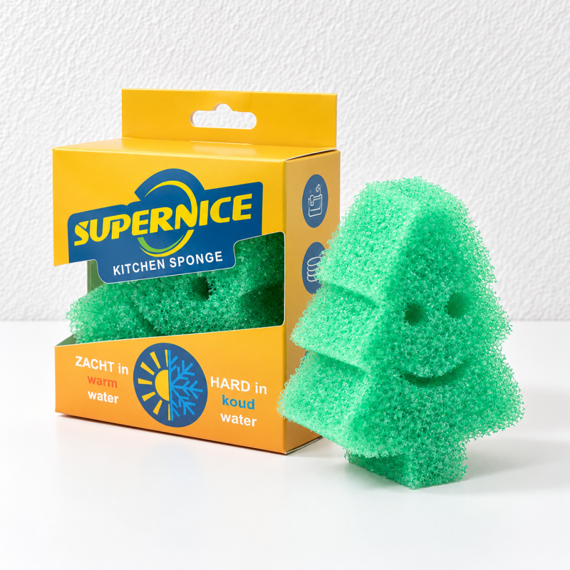 Christmas Temperature-Sensitive Dishwashing Sponges with Smiling Faces