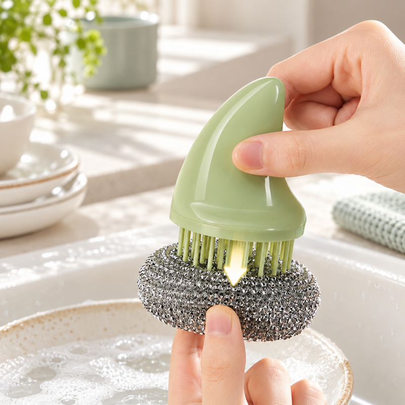 CouldNook Dish Scrubber - Shark Fin Grip And Replaceable Cleaning Heads