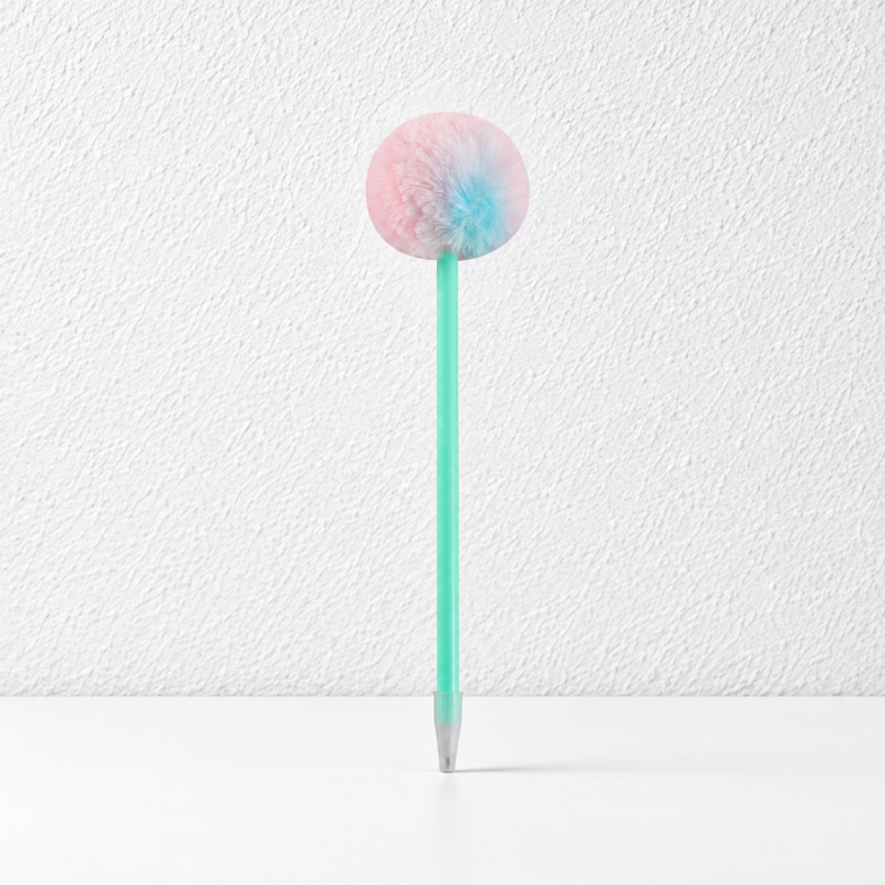 CouldNook Pom-Pom Ballpoint Pen - Pastel Hearts and Rounded Plush Toppers