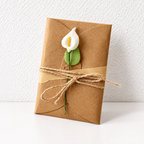 Flower Greeting Card - Kraft Folded Cover and Twine Bow