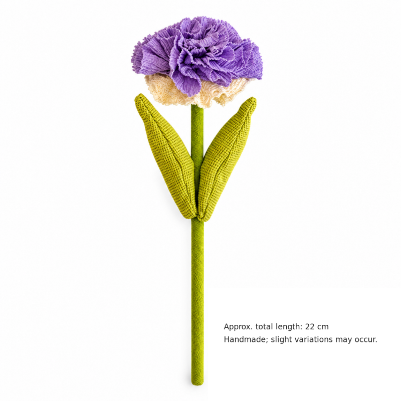 Artificial Carnation - Ruffled Petals and Paired Green Leaves