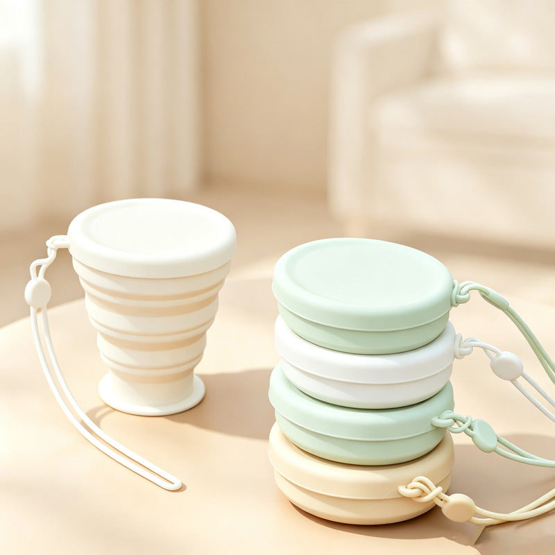 CouldNook Collapsible Silicone Cup - Accordion Sides and Attached Hanging Loop