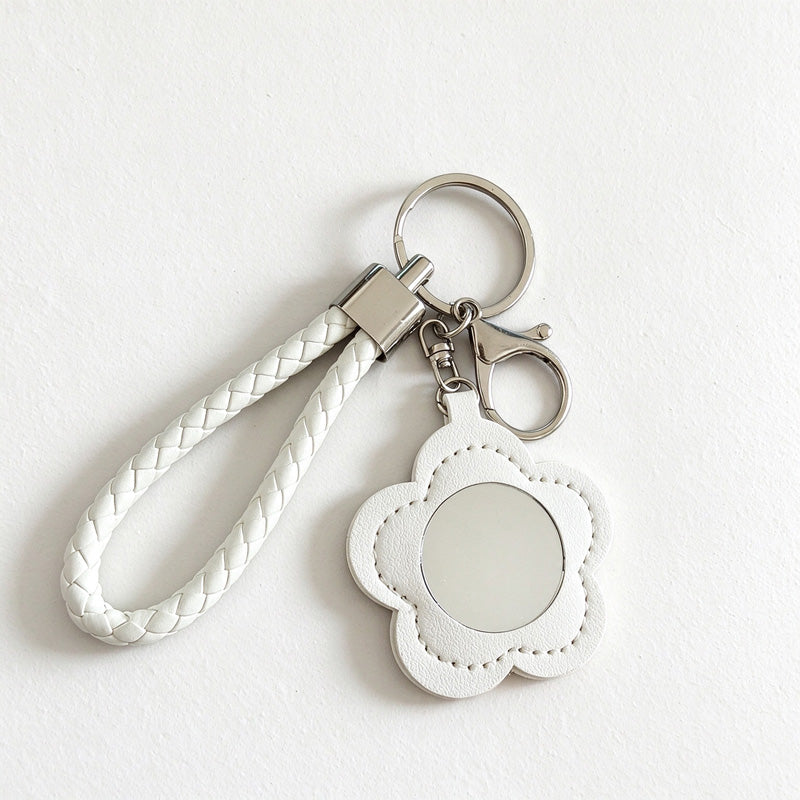 Flower Mirror Keychain with Braided Loop Strap