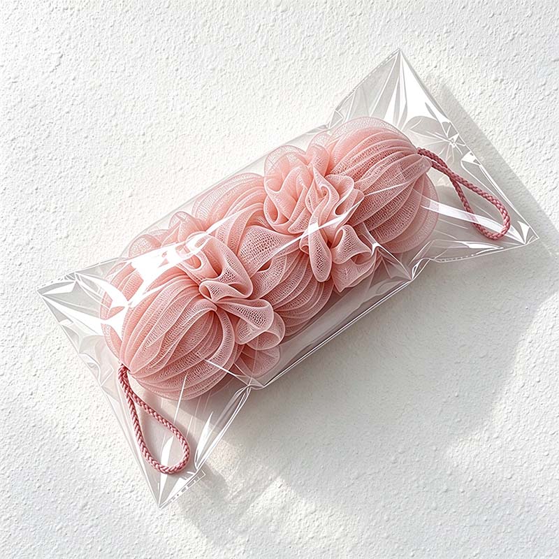 CouldNook Mesh Bath Scrubber - Three Gathered Sections And End Loops
