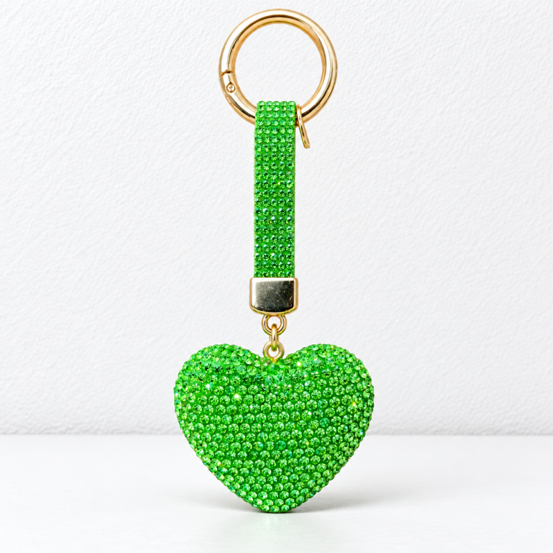 CouldNook Heart Keychain - Rhinestone-covered Shape and Matching Short Strap