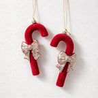 CouldNook Flocked Christmas Ornament Set - Glitter Details and Hanging Loops